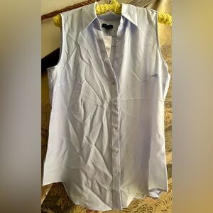 New Ann Taylor Button Front Sleeveless Sky Blue Blouse Top SZ Medium